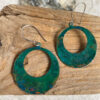 large green copper patina hoop verdigris earrings