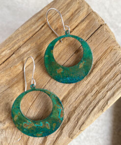 rustic green copper patina hoop earrings