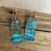 rustic blue copper patina rectangle earrings