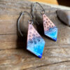 copper starfish earrings with blue enamel