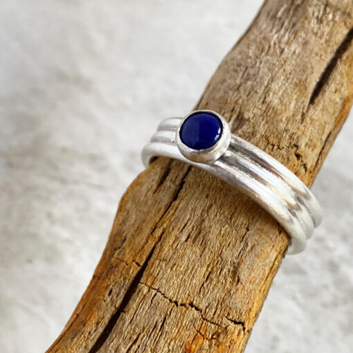 lapis ring sterling silver round blue lapis 5mm