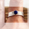 three wire band lapis ring sterling silver round blue lapis 5mm